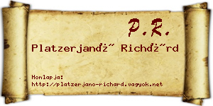 Platzerjanó Richárd névjegykártya